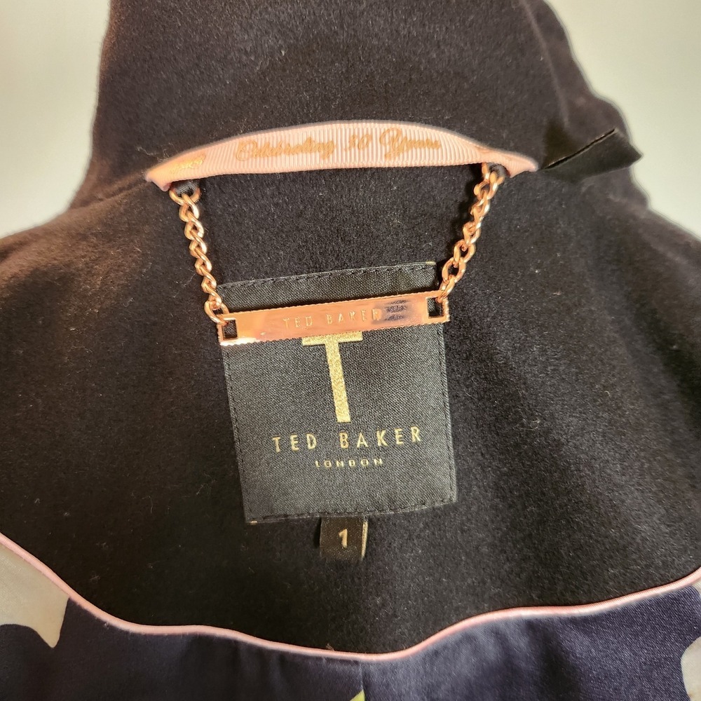 Ted Baker Black Celebrating 50 Years Belted Wool Trench Coat Size 1 XS - Picture 11 of 14